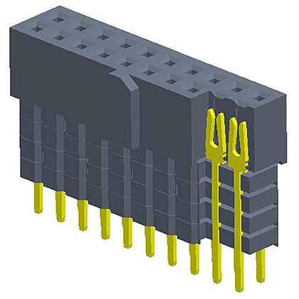 2.54mmFemale Header  Dual Row  180° Y-type with convex points, plastic